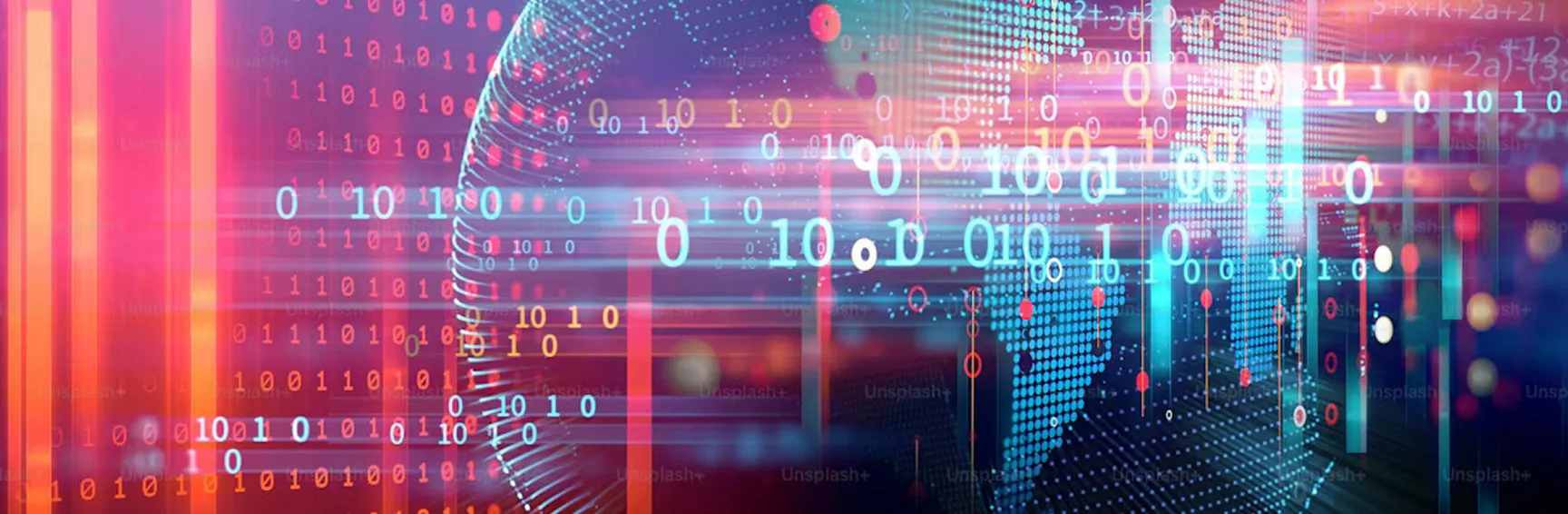 Global cybersecurity and data protection with digital network and binary data visualization